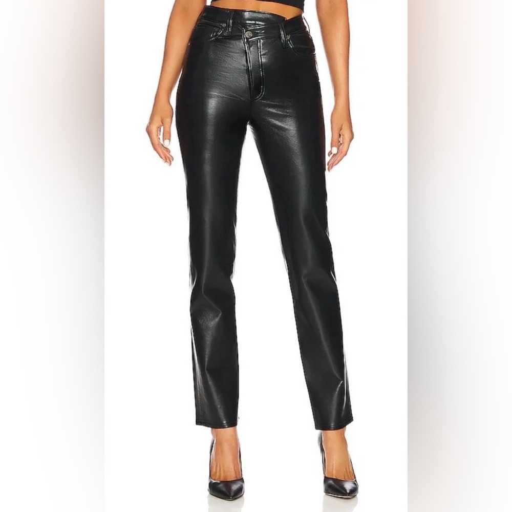 Agolde Leather Criss Cross Straight Pants - Size M - Picture 2 of 5